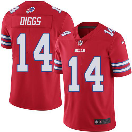 Nike Bills #14 Stefon Diggs Red Youth Stitched NFL Limited Rush Jersey